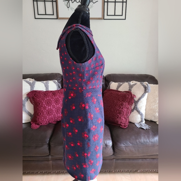 BODEN Martha Shift Sleeveless Knee-Length Polka Dot Dress Size US 8R Navy/Red - Picture 10 of 13